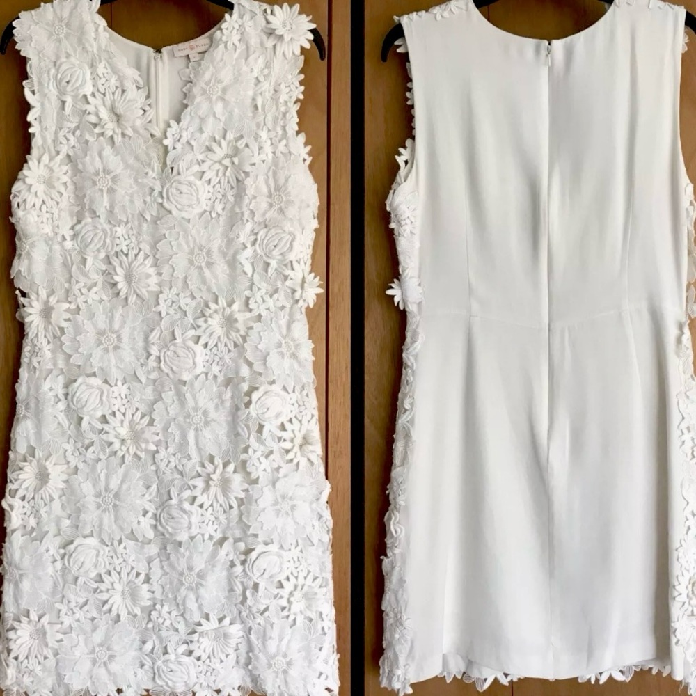 Tory Burch Merida Lace Floral Dress Ivory Sz. 2 - Picture 10 of 14